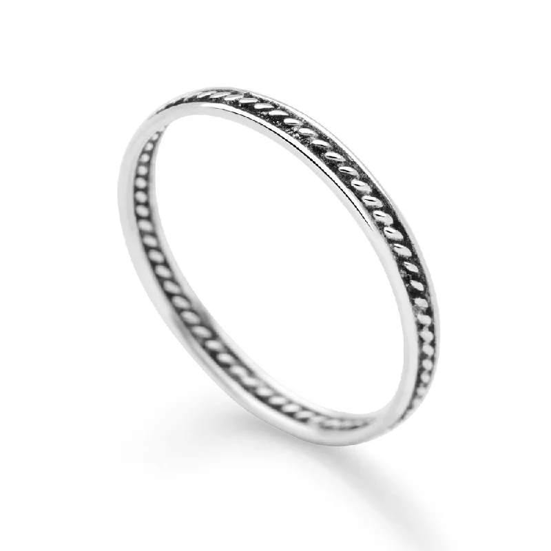 radiant cut rings for women -Mini Rope Stack Ring