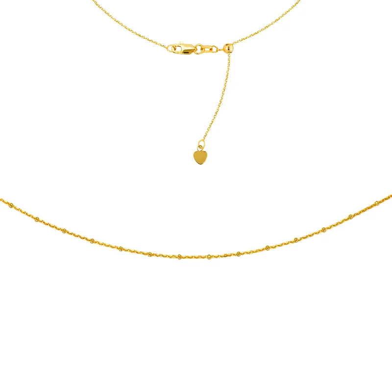 double chain necklaces for women -Choker Necklace 14k Gold with Satellite Saturn Bead Chain Adjustable Length