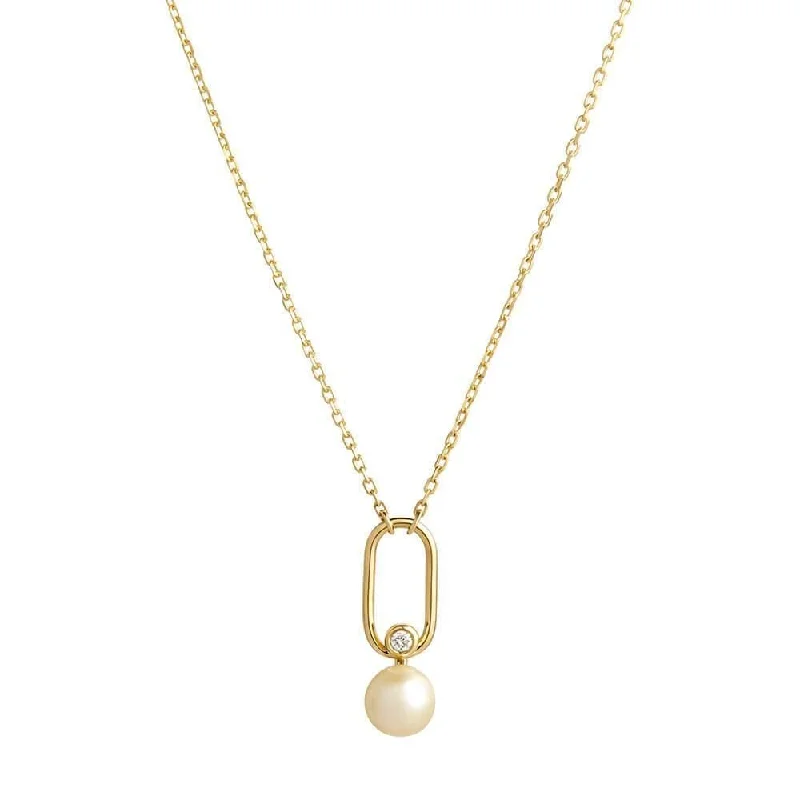 custom name necklaces for women -Astra Moonlight 18K Gold Necklace w. Pearl & Diamond