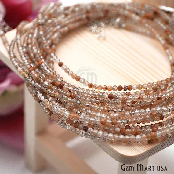 silver necklaces for women -Multi Hessonite 2-2.5mm Silver Plated 18Inch Long Wire Wrapped Beads Necklace