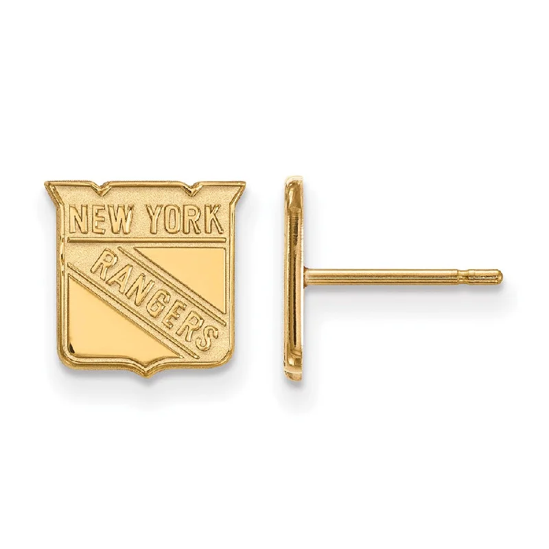 romantic earrings for women -SS 14k Yellow Gold Plated NHL New York Rangers XS Post Earrings