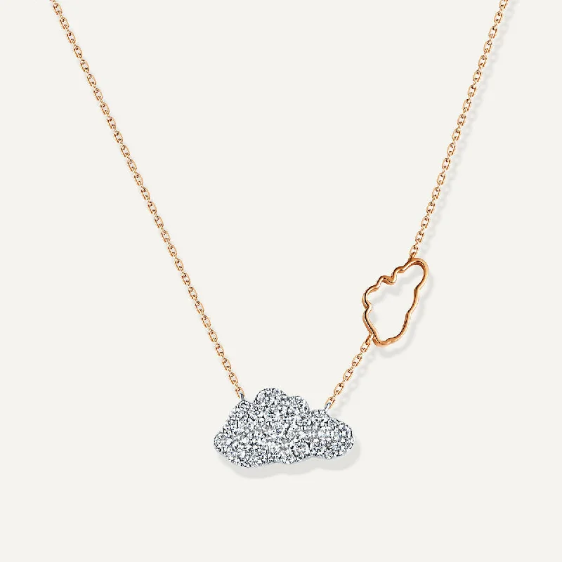 statement necklaces for women -Allusia Love Double Cloud 18K Rosegold Necklace w. Diamonds