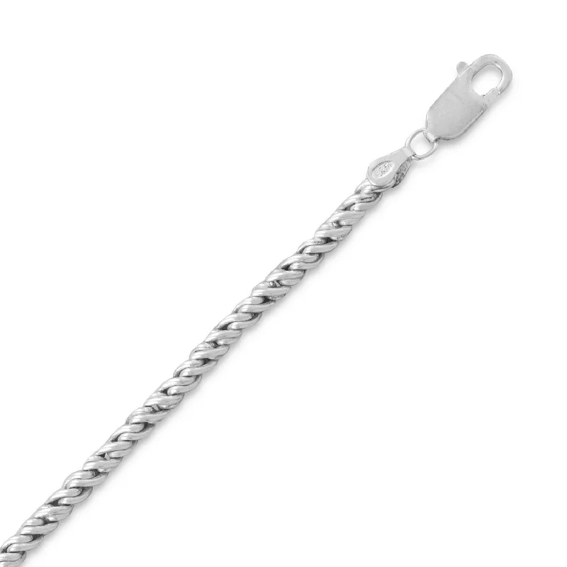 delicate necklaces for women -Rope Chain Necklace 4mm Wide Sterling Silver Made in the USA