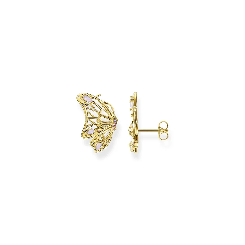 trendy drop earrings for women -Thomas Sabo Ear Studs Butterfly Gold