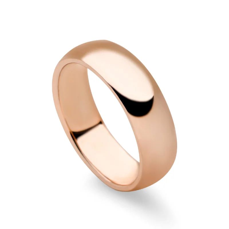 custom rings for women -D Shaped Rose Gold Plated Ring (6mm)