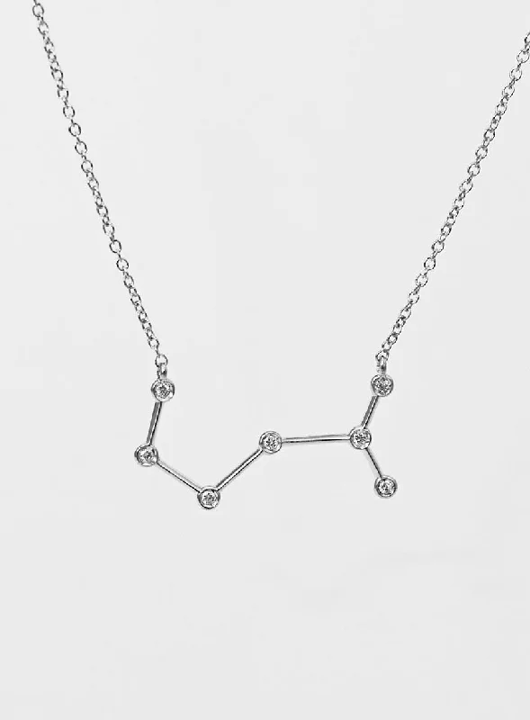 chunky necklaces for women -Star Sign Scorpio 18K Whitegold Necklace w. Diamond