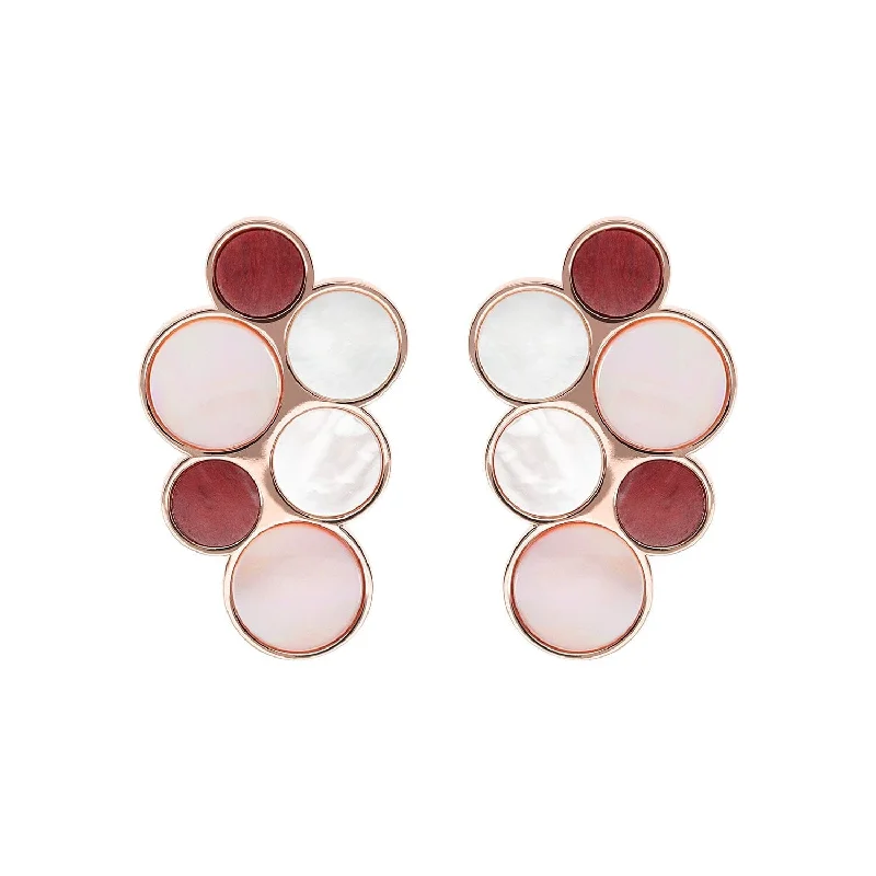 chandelier earrings for women -Bronzallure Alba Red Fossil Mop Flat Earrings