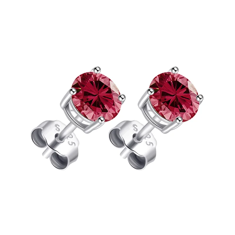 stud earrings for women -Sterling Silver Red Earrings Created with Zircondia® Crystals