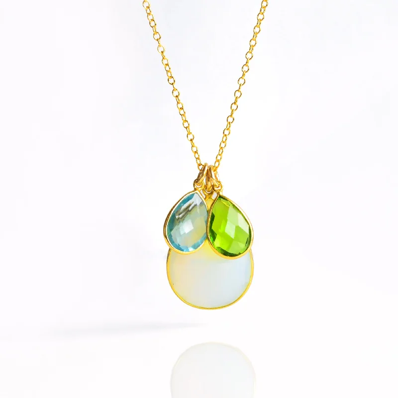 diamond pendant necklaces for women -Mother's and Child's Birthstones Teardrop Pendant Necklace