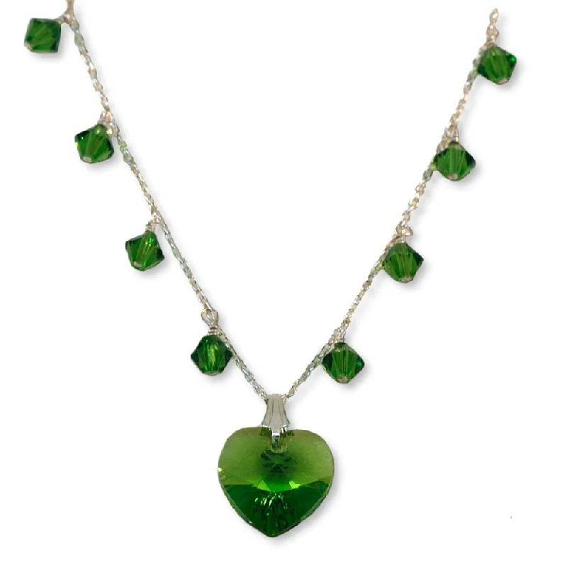 sapphire necklaces for women -Green Heart Necklace Made with Swarovski(R) Crystals Sterling Silver