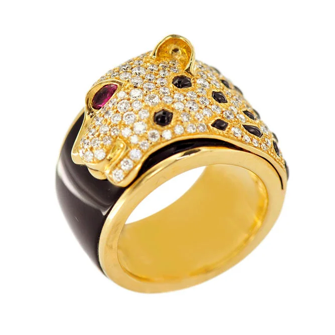 multicolor gemstone rings -1JDR627177 - DIAMOND CHEETAH RING