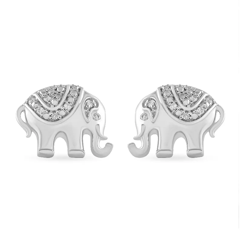 bold earrings for women -Children's Elephant Stud Earrings with 0.05ct of Diamonds in Sterling Silver