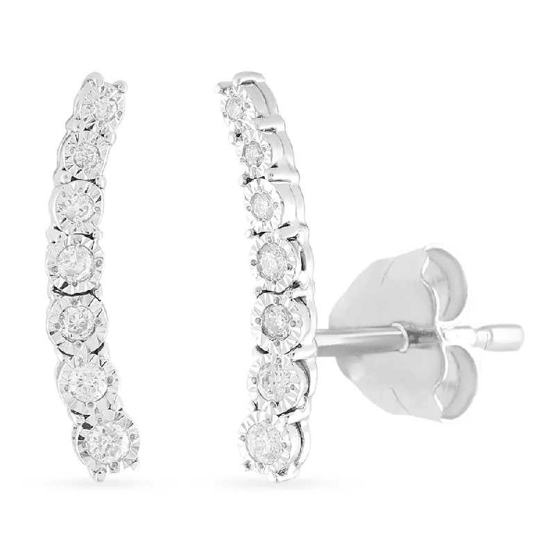 gold drop earrings for women -Climber Earrings with 0.10ct of Diamonds in Sterling Silver