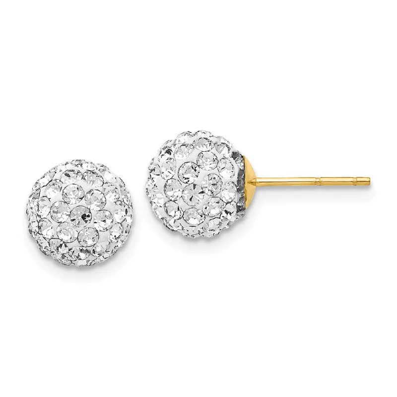 colorful earrings for women -8mm Crystal Ball Earrings with a 14k Yellow Gold Post