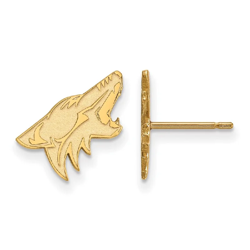 custom name earrings for women -SS 14k Yellow Gold Plated NHL Arizona Coyotes Small Post Earrings