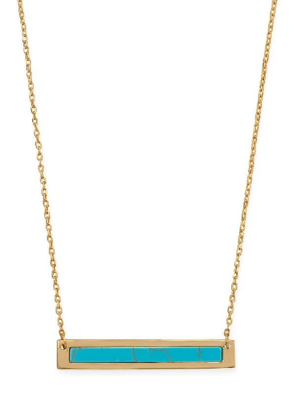 luxurious necklaces for women -Bar Necklace with Reconstituted Turquoise 14k Gold-plated Sterling Silver