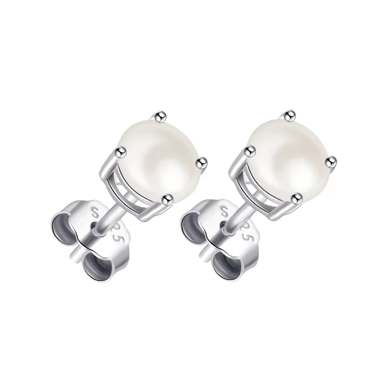 dangle earrings for women -Sterling Silver Pearl Earrings Created with Gemstones from Zircondia®