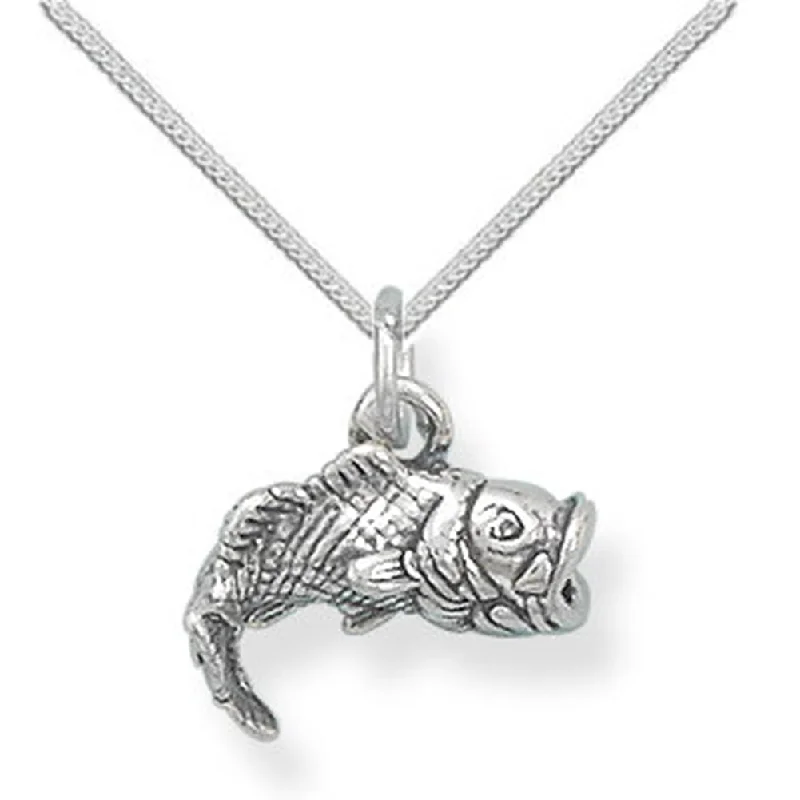 engraved necklaces for women -3-D Large Mouth Bass Necklace Sterling Silver - Chain Included