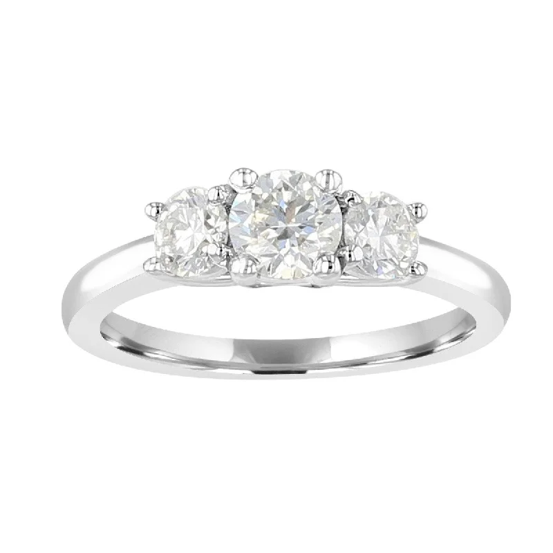 fashion gemstone rings -14KT WHITE 1 CARAT DIAMOND 3 STONE RING