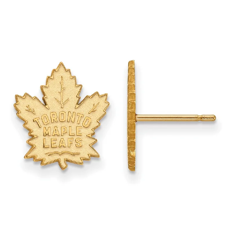 adjustable earrings for women -14k Yellow Gold NHL Toronto Maple Leafs Small Post Earrings