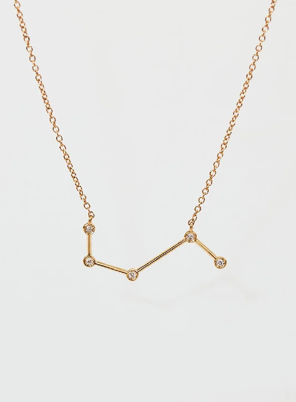 heart-shaped pendant necklaces for women -Star Sign Aries 18K Gold Necklace w. Diamond