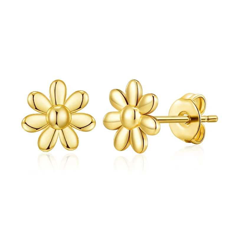 bold earrings for women -Gold Plated Daisy Earrings