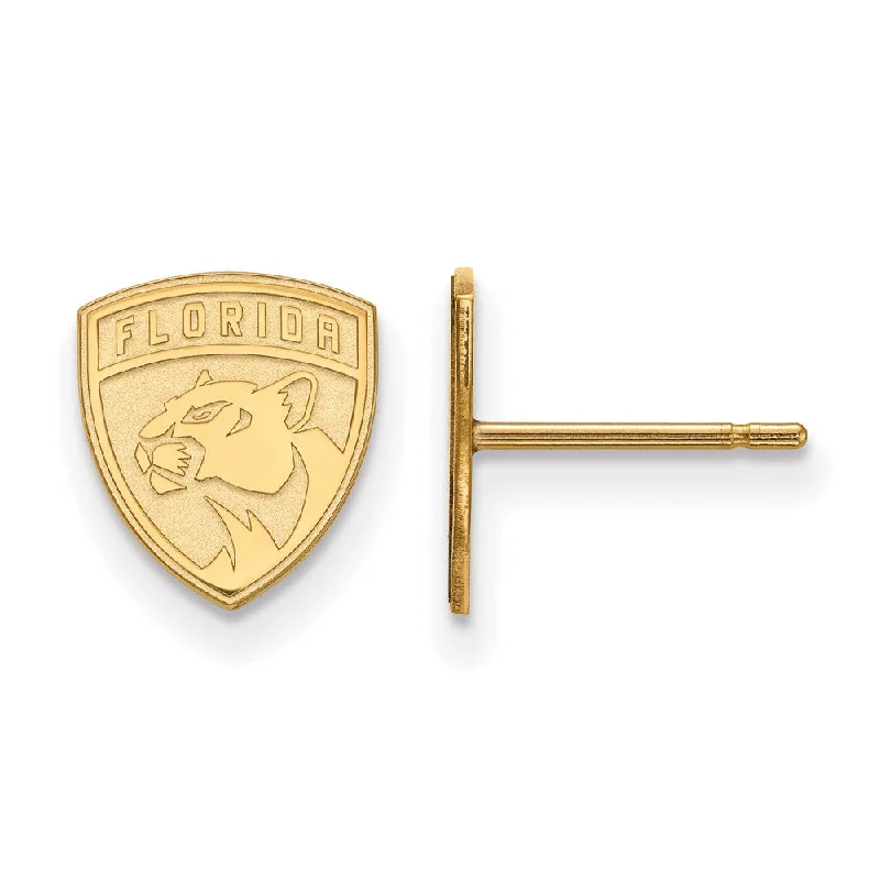 fashion earrings for women -SS 14k Yellow Gold Plated NHL Florida Panthers XS Post Earrings