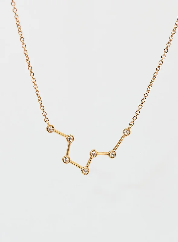 birthday gift necklaces for women -Star Sign Pisces 18K Gold Necklace w. Diamond