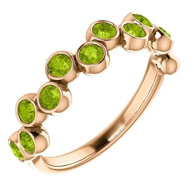 adjustable rings for women -14KT GOLD 1.08 ROUND PERIDOT BEZEL SET RING