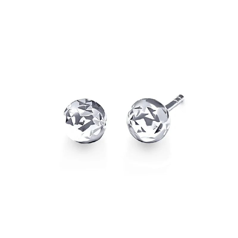 boho earrings for women -Diamond Cut Stud Earrings in Sterling Silver