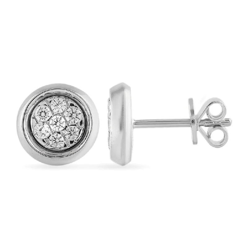 stylish gemstone earrings for women -Bezel Set Stud Earrings with 0.10ct of Diamonds in Sterling Silver