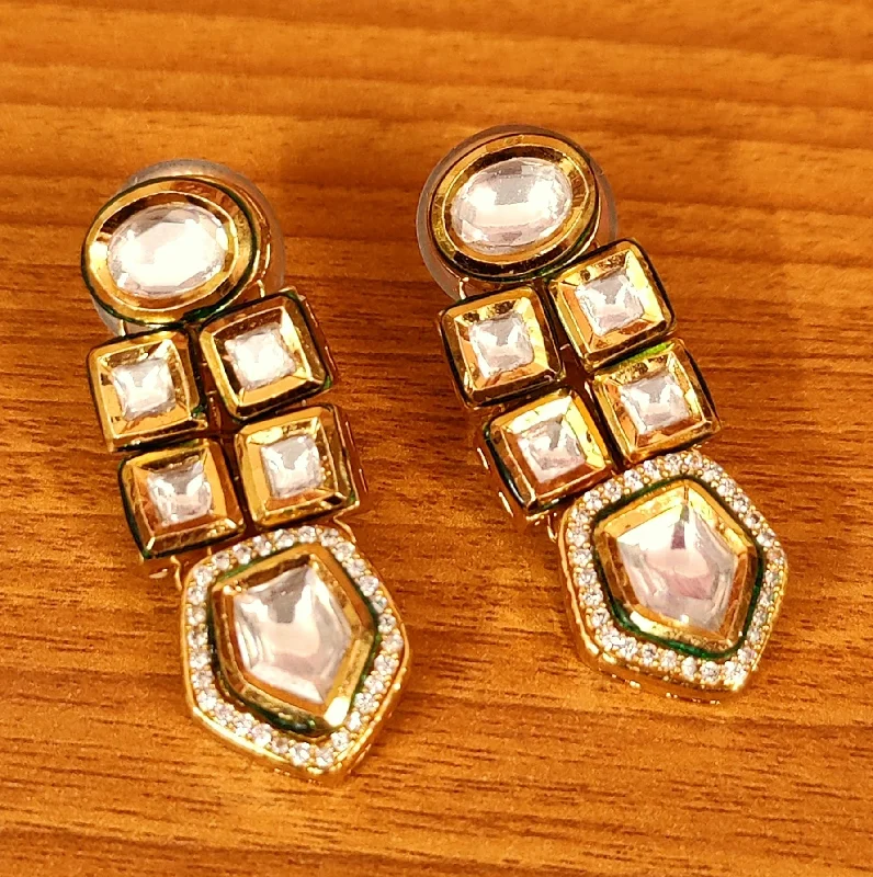 personalized earrings for women -KUNDAN POLKI CZ STUDDED EARRINGS