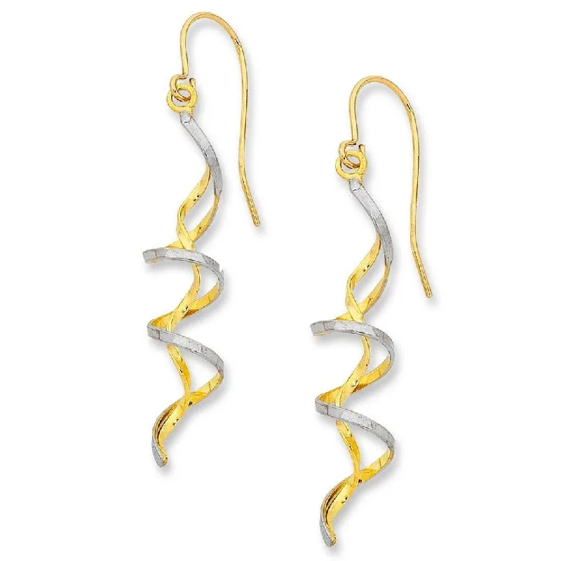 hoop earrings for women -9ct Yellow Gold Two Tone Twist Earrings