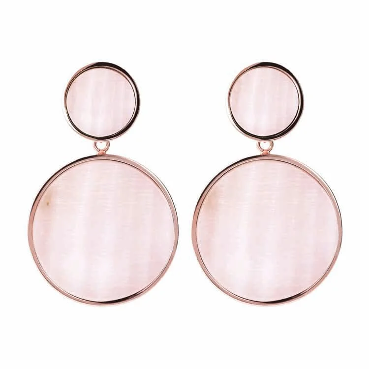 bridal hoop earrings for women -Bronzallure Stone Double Disc Drop Earrings