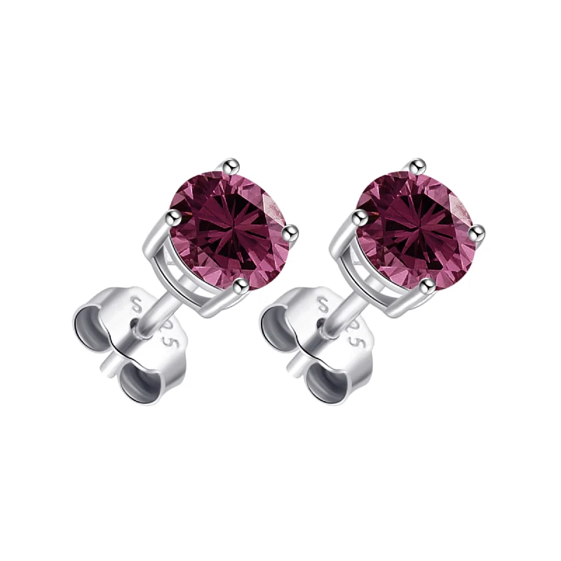 statement earrings for women -Sterling Silver Purple Earrings Created with Zircondia® Crystals