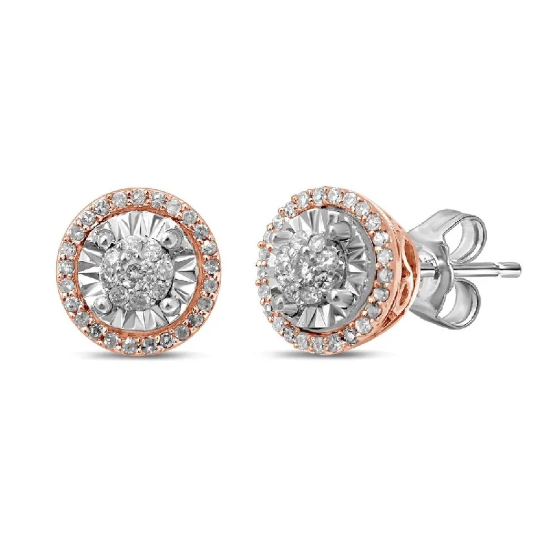 modern pearl earrings for women -Limited Edition 9ct White & Rose Gold 1/5ct of Diamonds Earrings