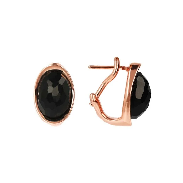 pearl earrings for women -Bronzallure Felicia Black Onyx Earrings