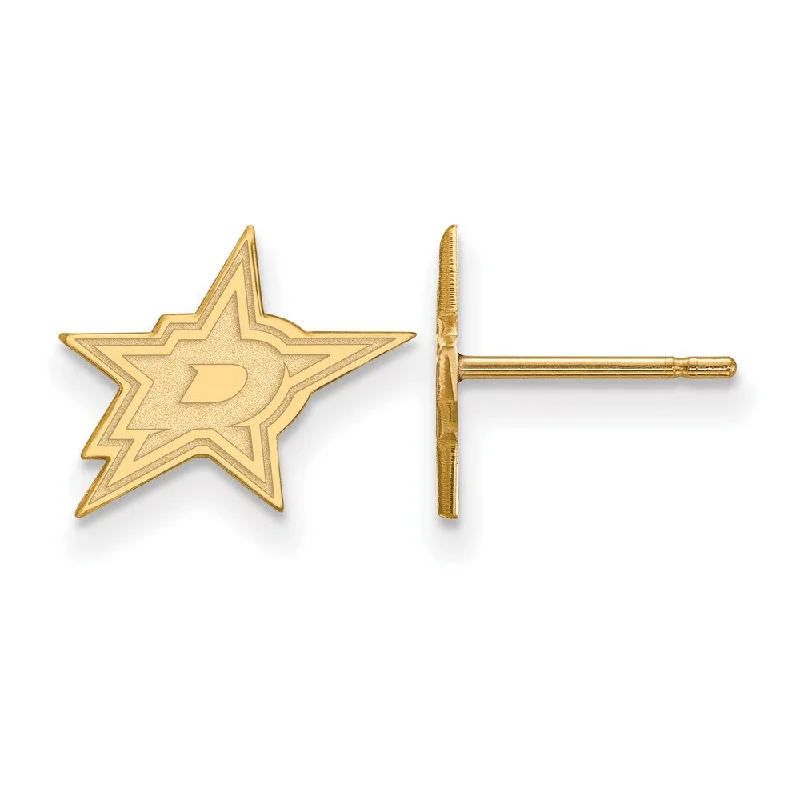 silver hoop earrings for women -SS 14k Yellow Gold Plated NHL Dallas Stars XS Post Earrings