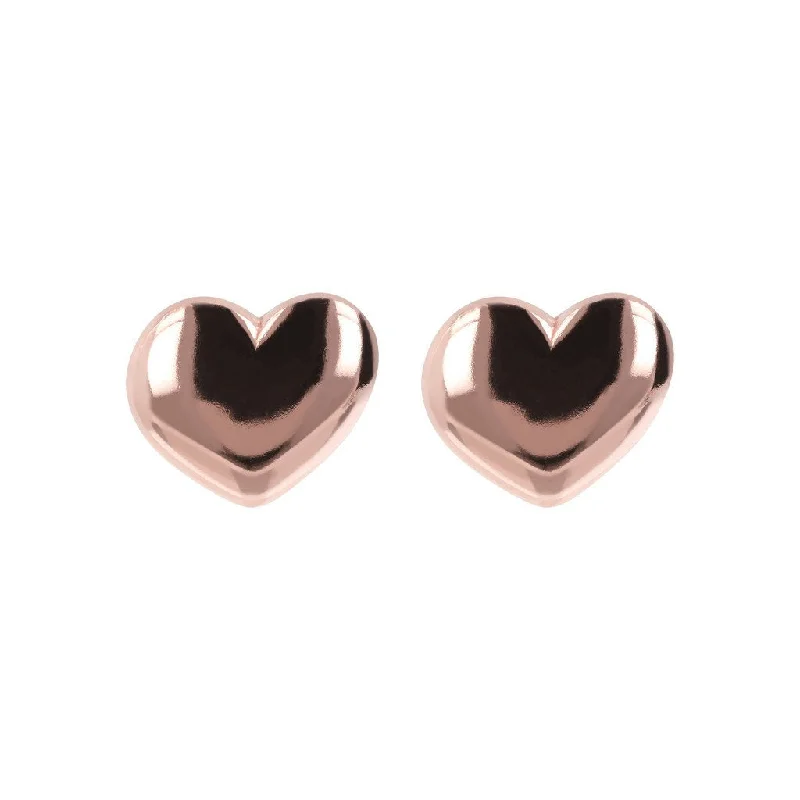 minimalist earrings for women -Bronzallure Heart Shaped Golden Rose Stud Earrings