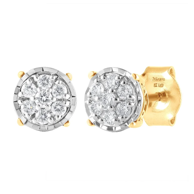 classic gold earrings for women -Meera Flower Earrings with 1/5ct of Laboratory Grown Diamonds in 9ct Yellow Gold