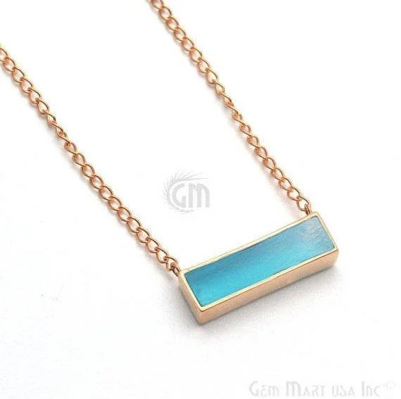 gemstone necklaces with gold chain -Rectangle Shape Gemstone Gold Plated Bar Pendant 18 Inch Long Necklace Chain (Pick your Gemstone)