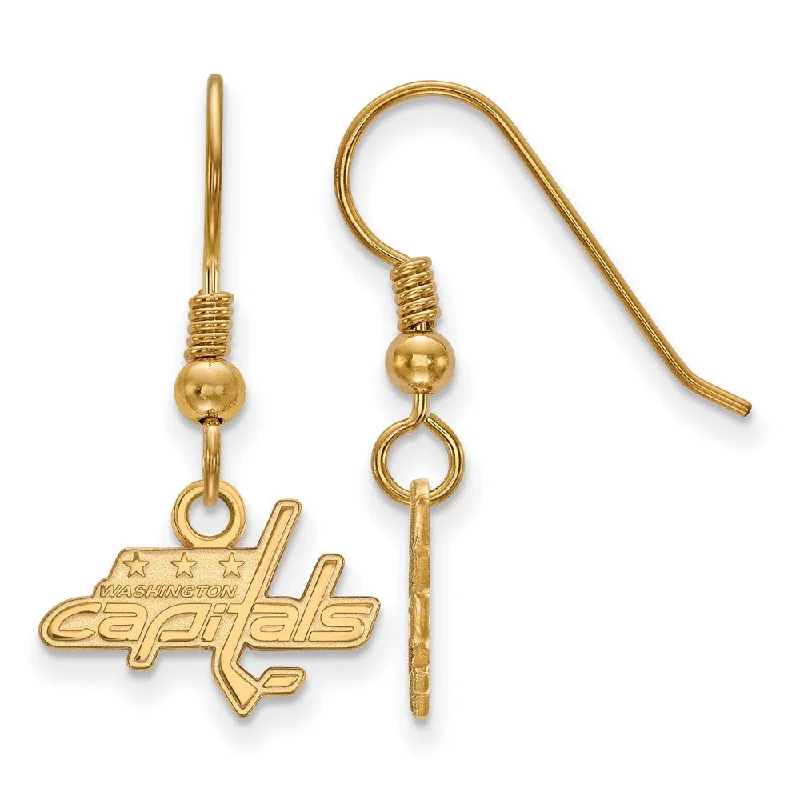 butterfly earrings for women -SS 14k Yellow Gold Plated NHL Washington Capitals XS Dangle Earrings