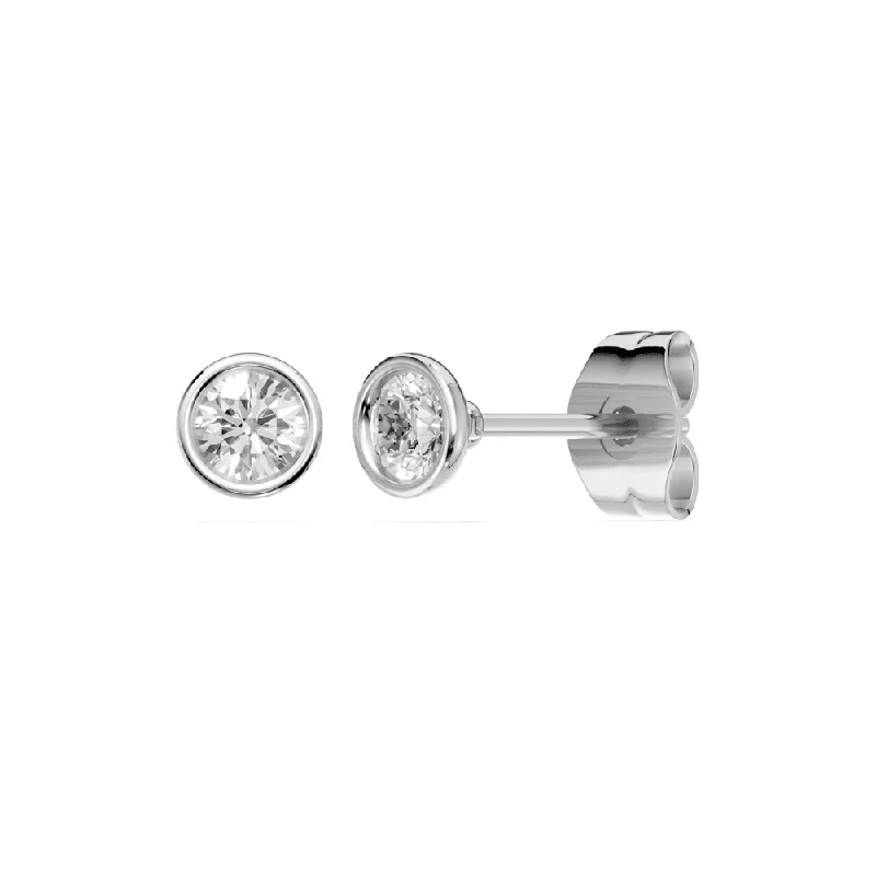 colorful earrings for women -Bezel Stud Earrings with 0.40ct of Laboratory Grown Diamonds in Sterling Silver and Platinum