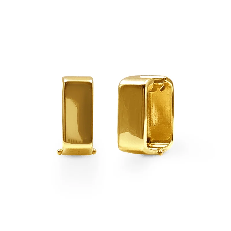 vintage drop earrings for women -9ct Yellow Gold Silver Infused Mini Square Huggies Earrings