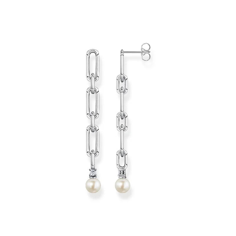 large gold hoop earrings for women -Thomas Sabo Earring Links With Pearl Silver