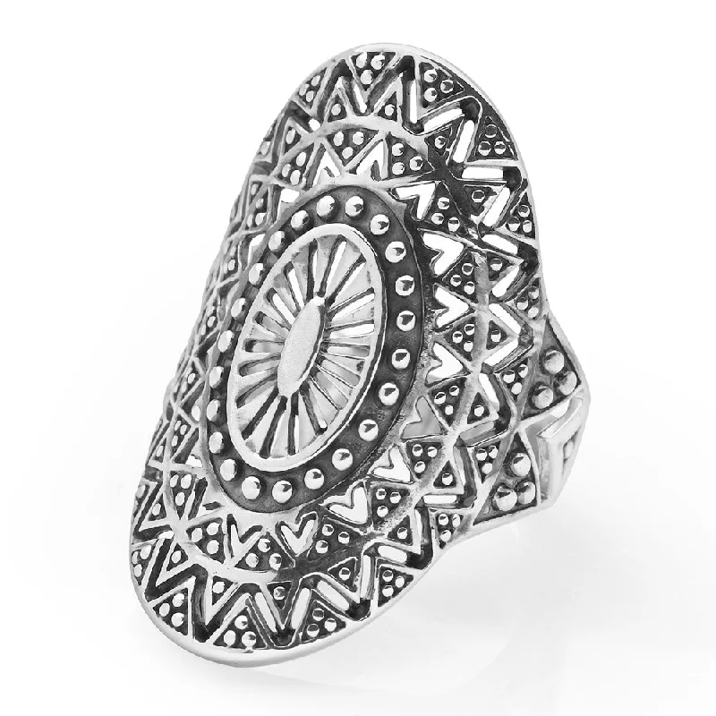 silver engagement rings -Silver Mandala Ring