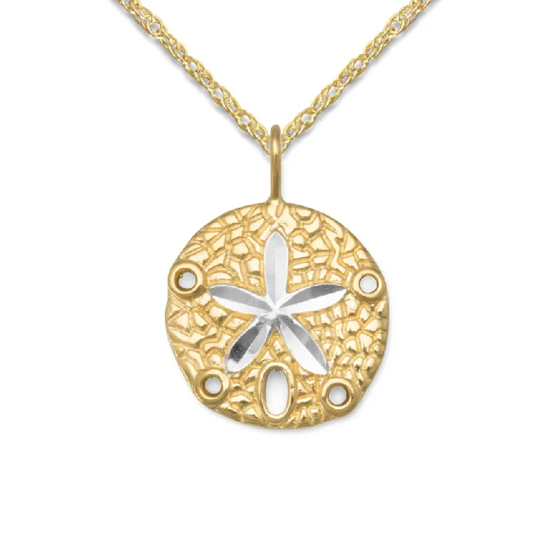 crystal necklaces for women -Sanddollar Pendant Necklace Two Tone Yellow Gold-plated Sterling Silver