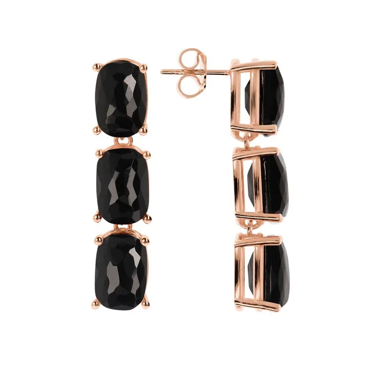 multi-colored earrings for women -Bronzallure Variegata Black Onyx Earrings