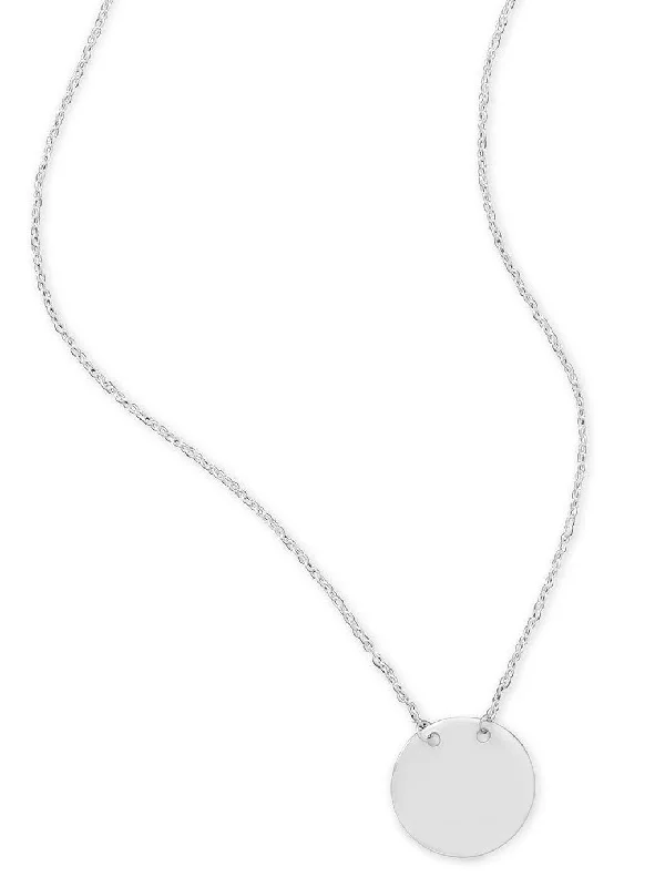 engraved silver necklaces for women -Round ID Tag Necklace Engraveable Sterling Silver