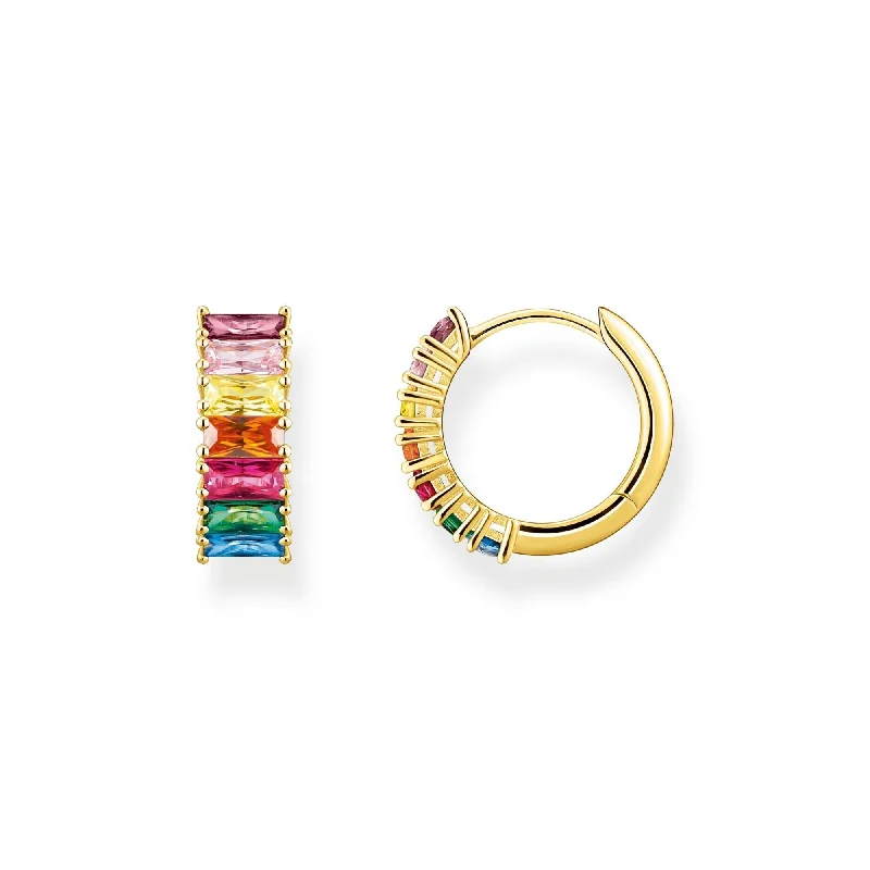 vintage earrings for women -THOMAS SABO Hoop earrings colourful stones pavé gold